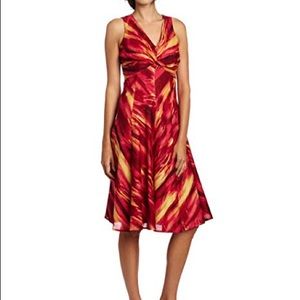 Jones New York Red Orange Spice Flare Dress 8P